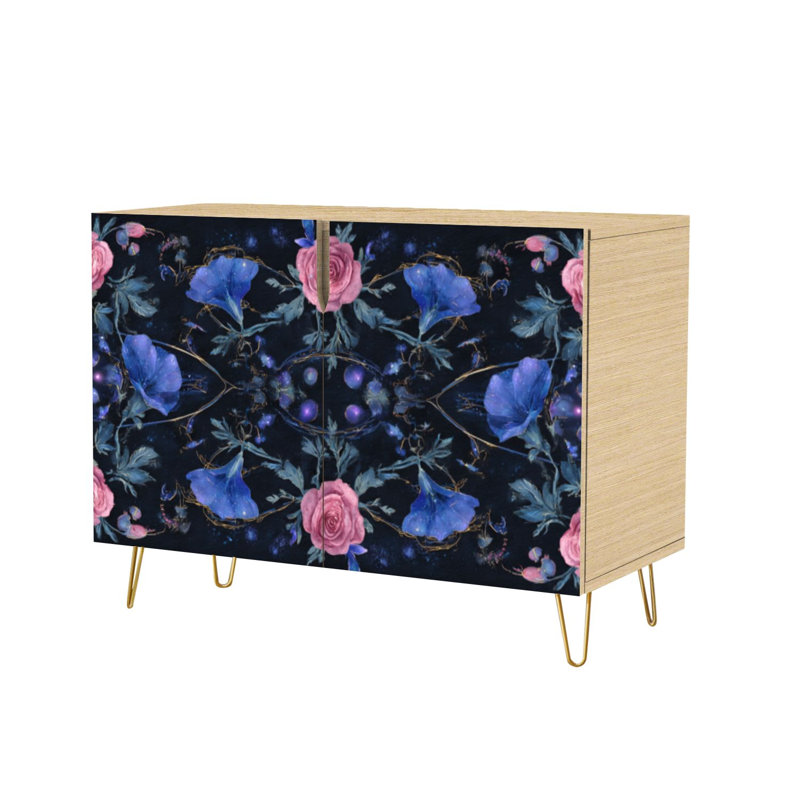 Buffet avec rangement et fleurs de lune à 2 portes pour le salon et la cuisine