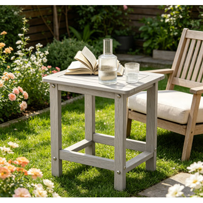HIPS Outdoor Side Table for Adirondack Chairs, Easy Maintenance & Weather-Resistant Patio End Table with 220Lbs Load Bearing for Backyard, Pool, Patio, Porch, Garden, Lawn, Relaxing Companion