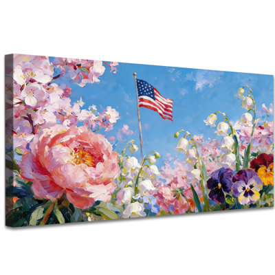 American Flag Canvas Wall Art, Patriotic American Flag Canvas Prints Art Picture Painting, Framed Wall Artwork for Living Room Bedroom Office Decor Ready to Hang 28×58 Inch
