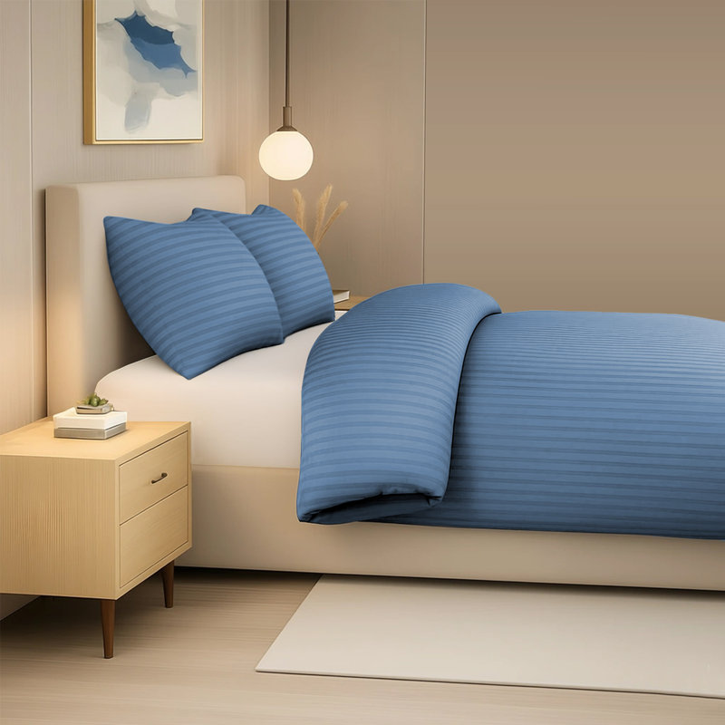 Microfiber Striped Duvet Cover Set, Double