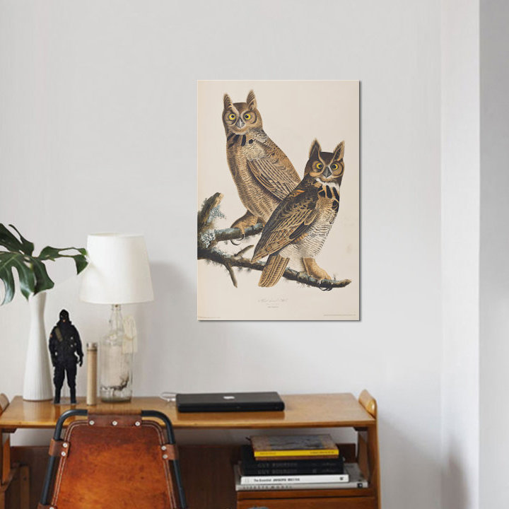 « great corned hibou », reproduction d’impression sur toile, H 12 po x l 8 po x P 0,75 po, Toile tendue, Aucun mat