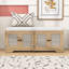 Banc de rangement avec coussin, tablettes réglables et portes en rotin tissé-312129039