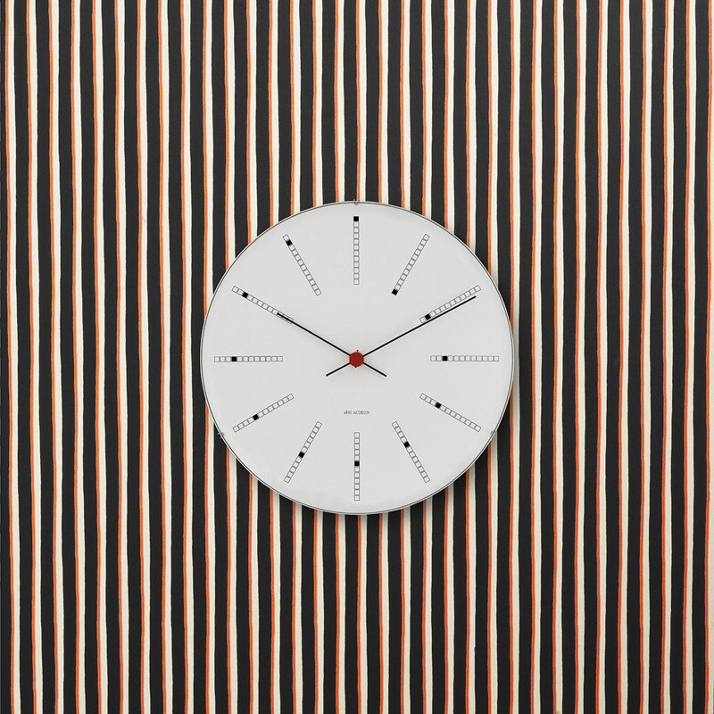 Bankers Metal Skeleton Wall Clock, Medium, White/Black/Red