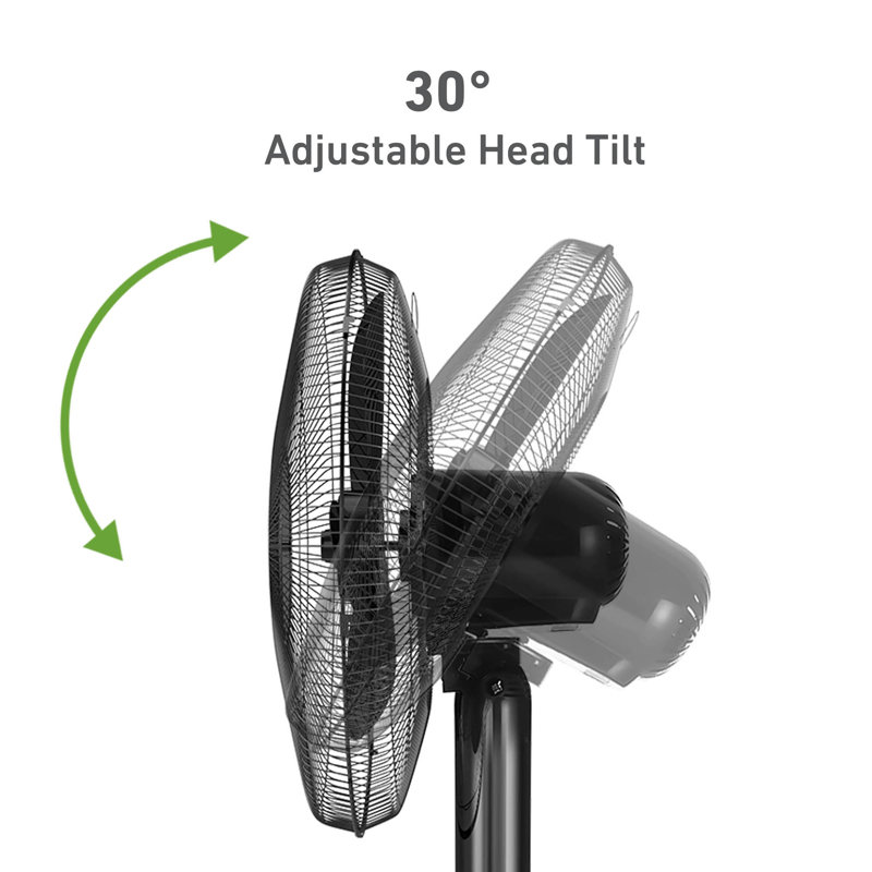 16" Oscillating Digital Stand Fan with Capacitive Touch, 3 Speeds, Remote Control, Black
