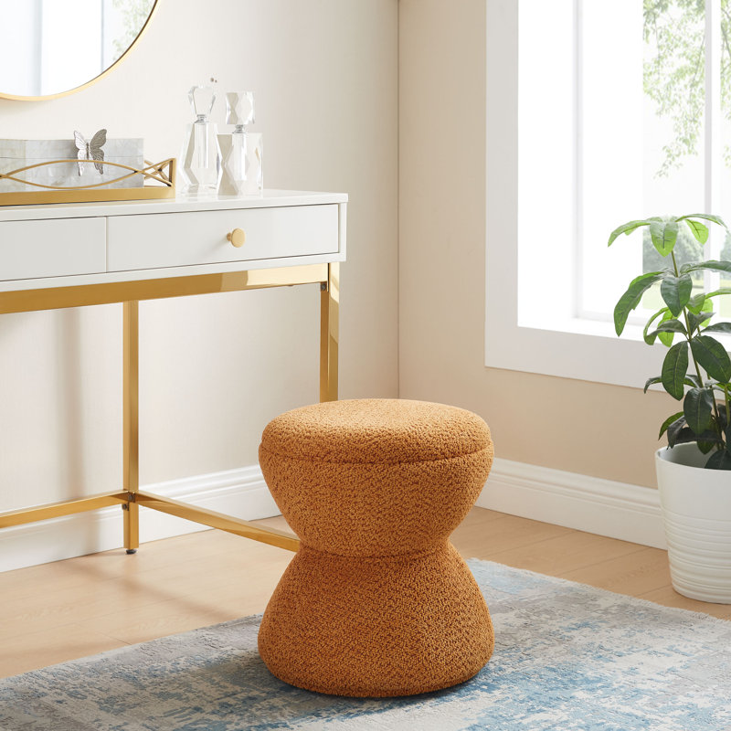 Kadezha Upholstered Swivel Ottoman, Curry