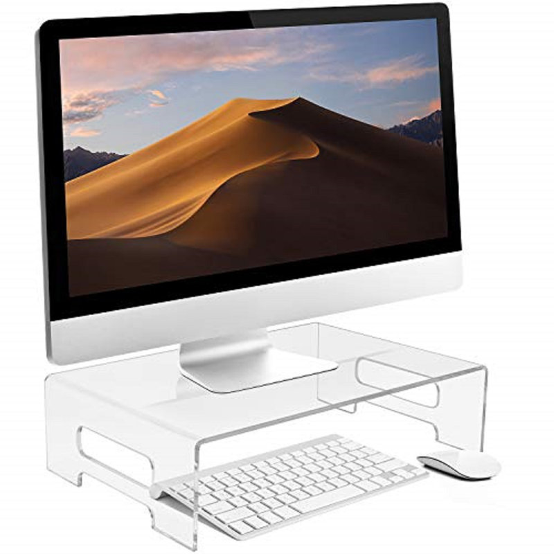 Acrylic Display Riser With Tray Handles(Big Size), 4" H x 15" W x 10" D