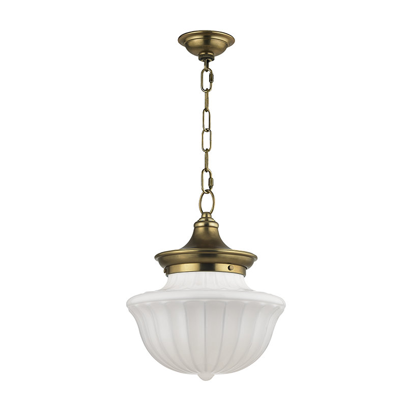 Maisie Single Light Glass Pendant, Aged Brass, 72.5" H x 15" W
