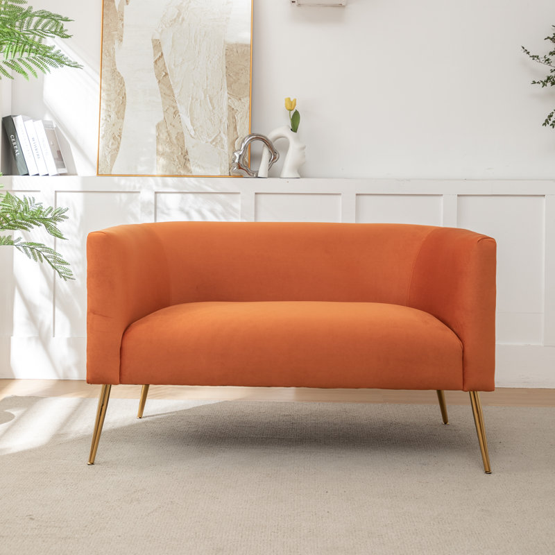 Cristen Upholstered Velvet Loveseat, Orange