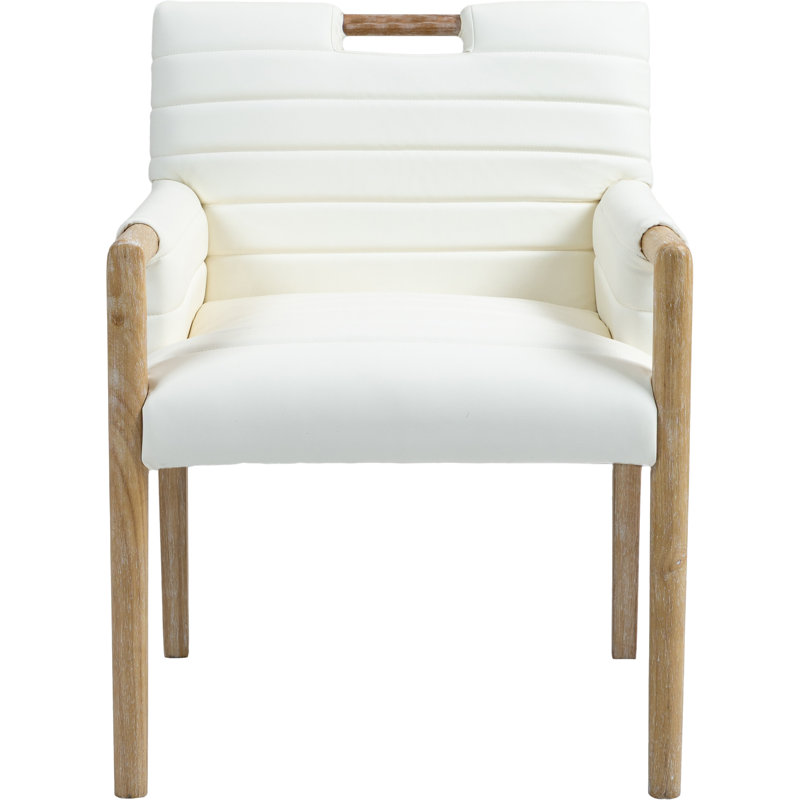 Aimee Vegan Leather Dining Arm Chair, Natural, Cream Vegan Leather