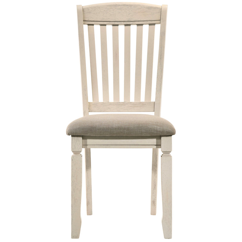 Chaises d'appoint brun clair et crème (de 2) - Design classique pour la salle à manger avec dossier à lattes en bois rembourré de mousse (2) Siège rembourré d'aspect rustique