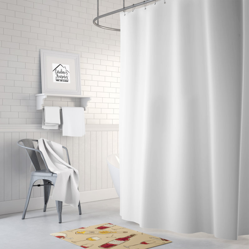 Tapis pour salle de bain antidérapant en microfibre Wine, Rouge / Blanc