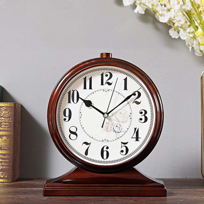 Electric Tabletop Clock in Brown