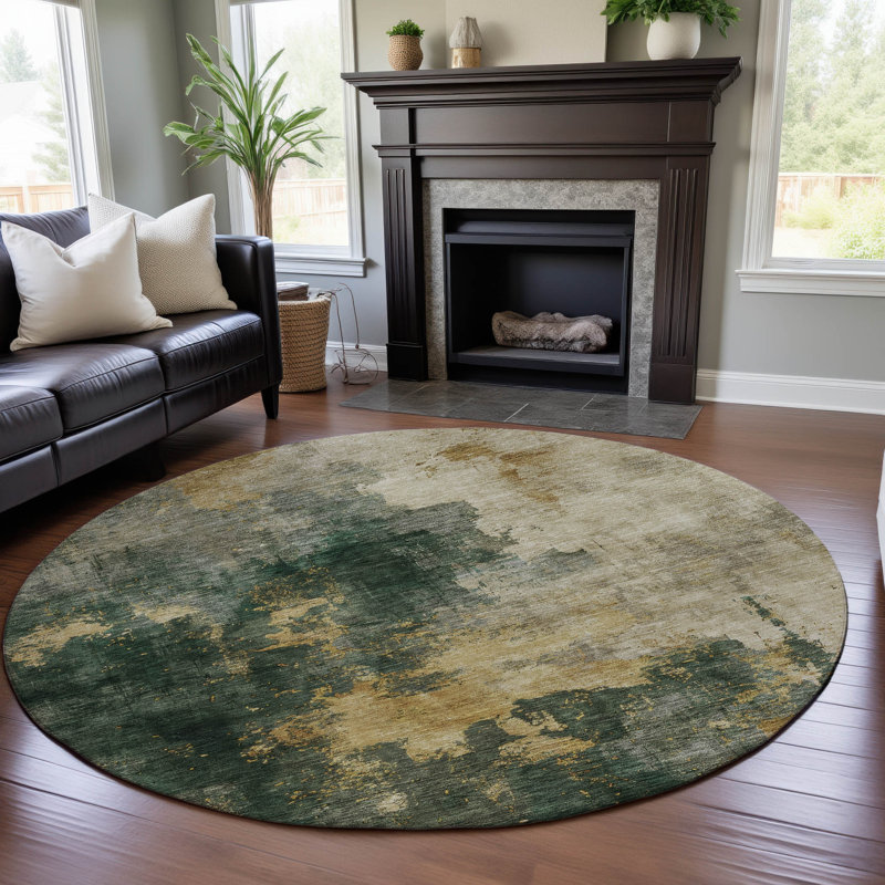Premium Machine Washable Dahl AMF1072 Abstract Rug, Round 8'