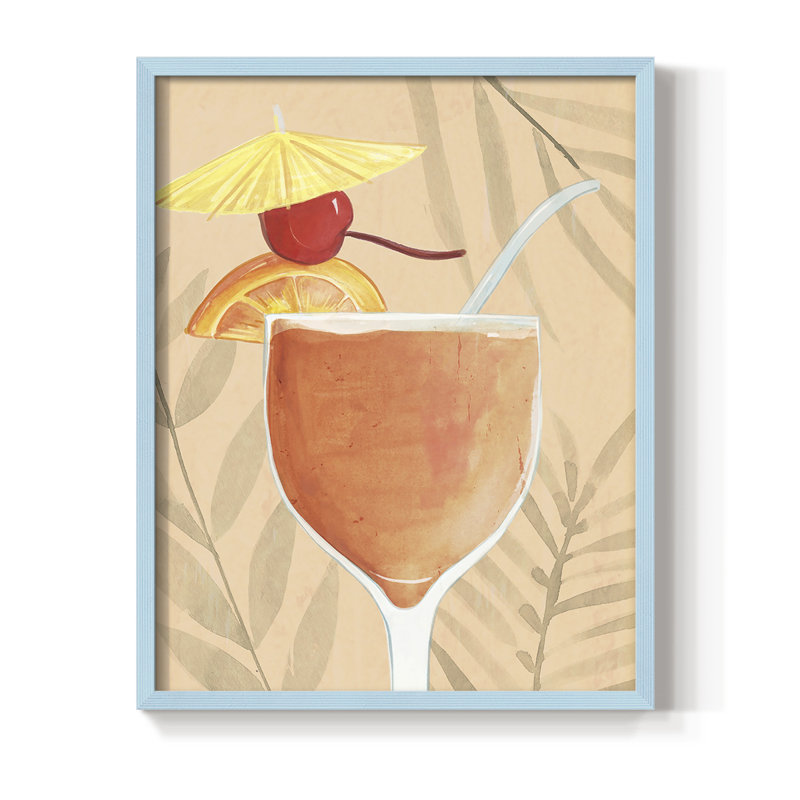 «Tropical Cocktail I», reproduction encadrée - bois massif, Bleu, H 10 po x l 8 po