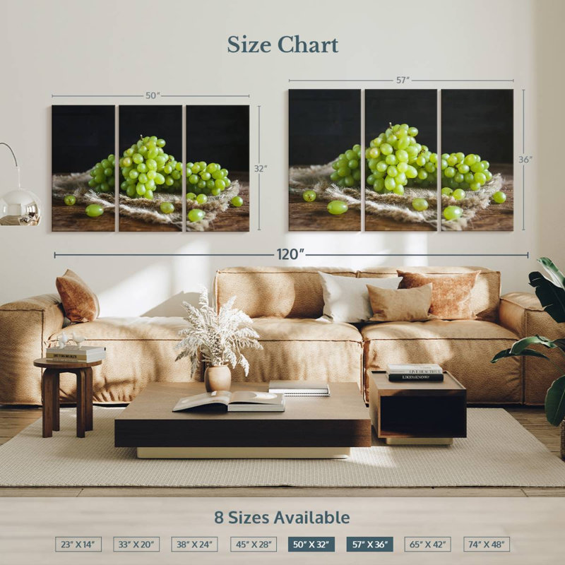 Yarlin Green Grapes, 36" H x 57" W