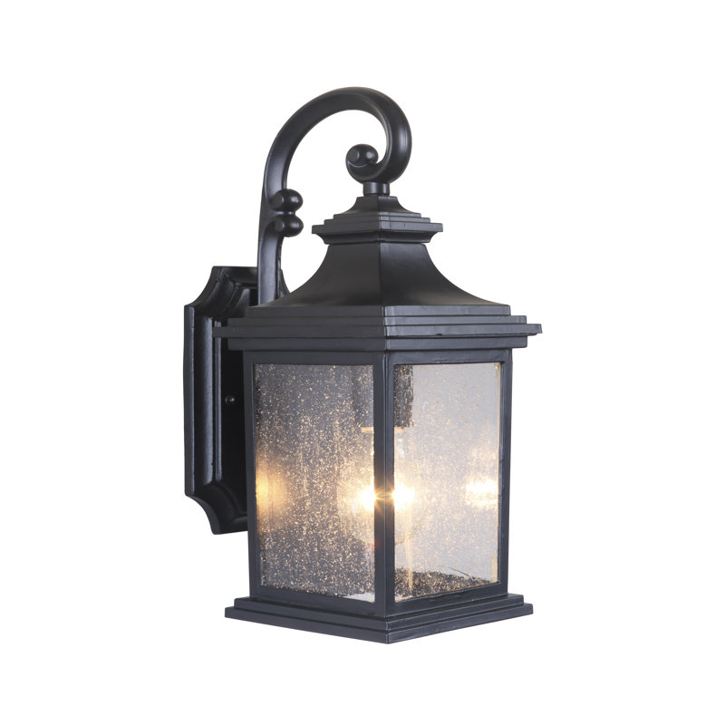 Black Traditional Outdoor Wall Light with Clear Glass Shade