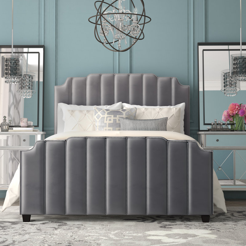 Pont Upholstered Standard Bed, Full, Pewter Grey Linen