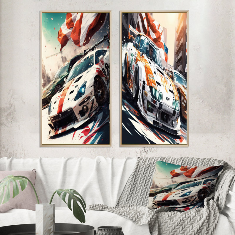 "Tokyo Japon au volant d'une voiture IV", 2 pièces sur toile, Encadrement brun, H 40 po x l 40 po