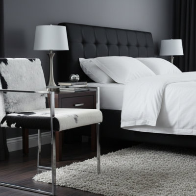 Black and White Leather Cowhide Armchair 