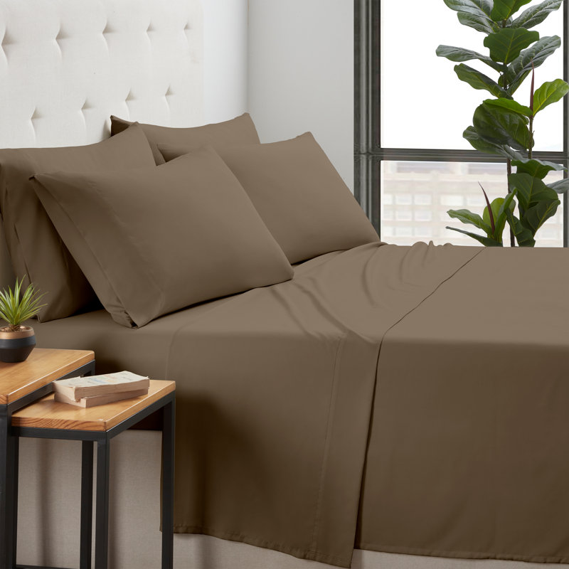 Kathy Ireland Bamboo Cooling 6 Piece Sheet Set with Deep Pockets, King sheet set with 6 additional pieces, Taupe
