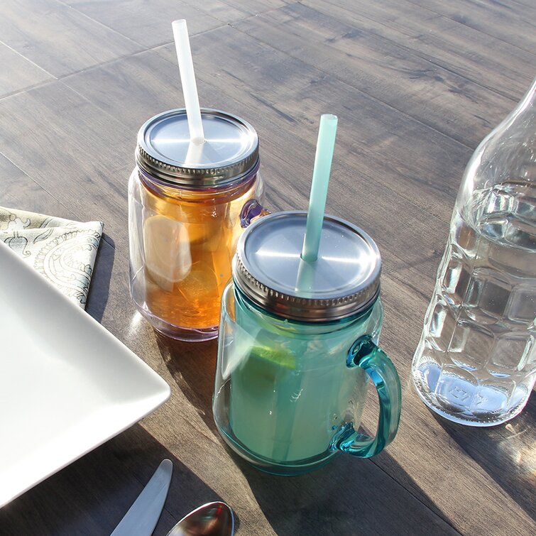  Cupture Acrylic Mason Jar Tumbler Mugs with Lids