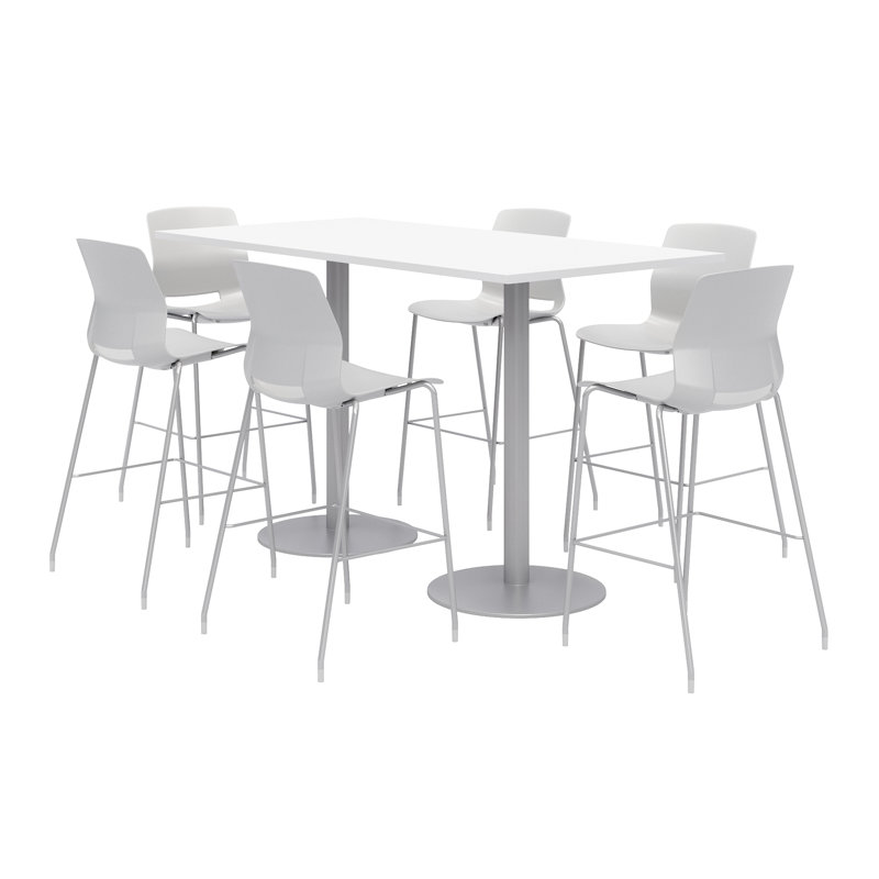 Ensemble de table de salle à manger rectangulaire 72 "et chaise, Blanc de designer, Moonbeam