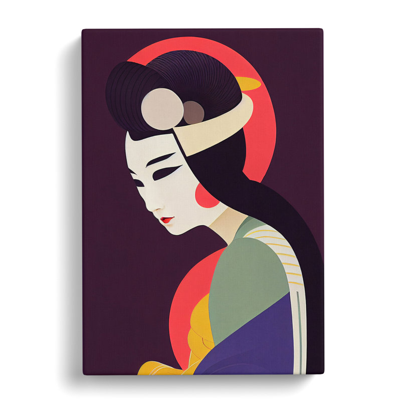 Geisha In Abstract No.3 - Wrapped Canvas, 76cm H x 50cm W x 3cm D