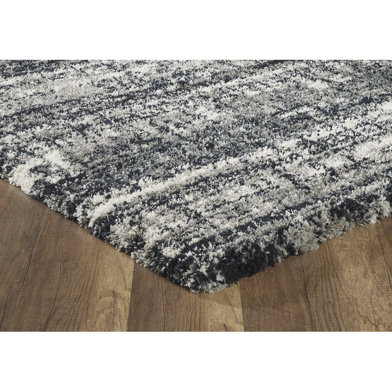Tapis gris à motif abstrait Raney, Rectangle 5 pi x 7 pi