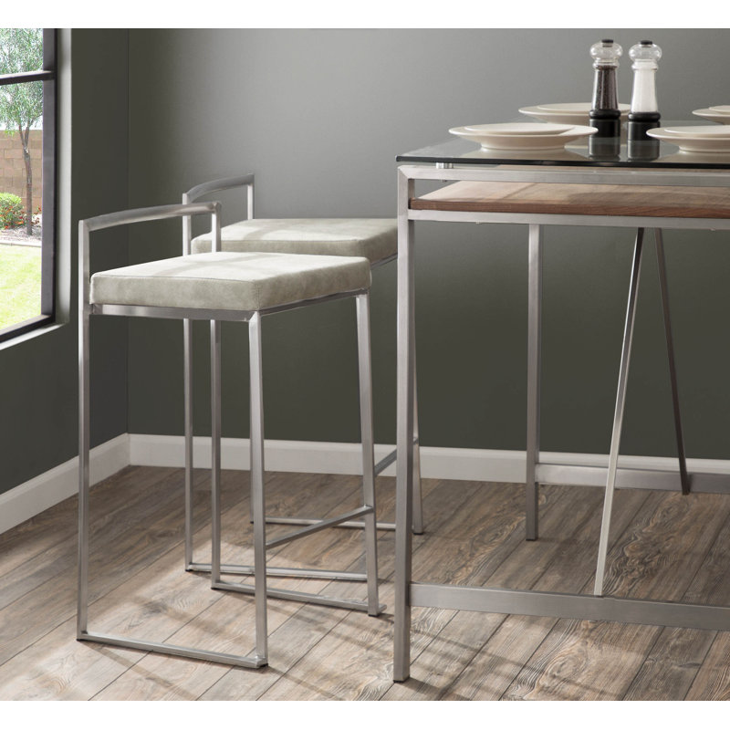 Tabouret de bar et de comptoir Derik, Acier inoxydable, Tabouret de comptoir (siège d'une hauteur de 27 p
