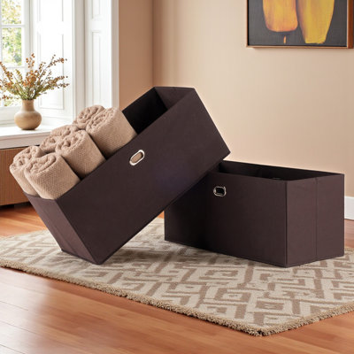 Ikeda 2-Piece Foldable Fabric Basket Set in Brown, 9.94'' H X 22.89'' W X 10.03'' D