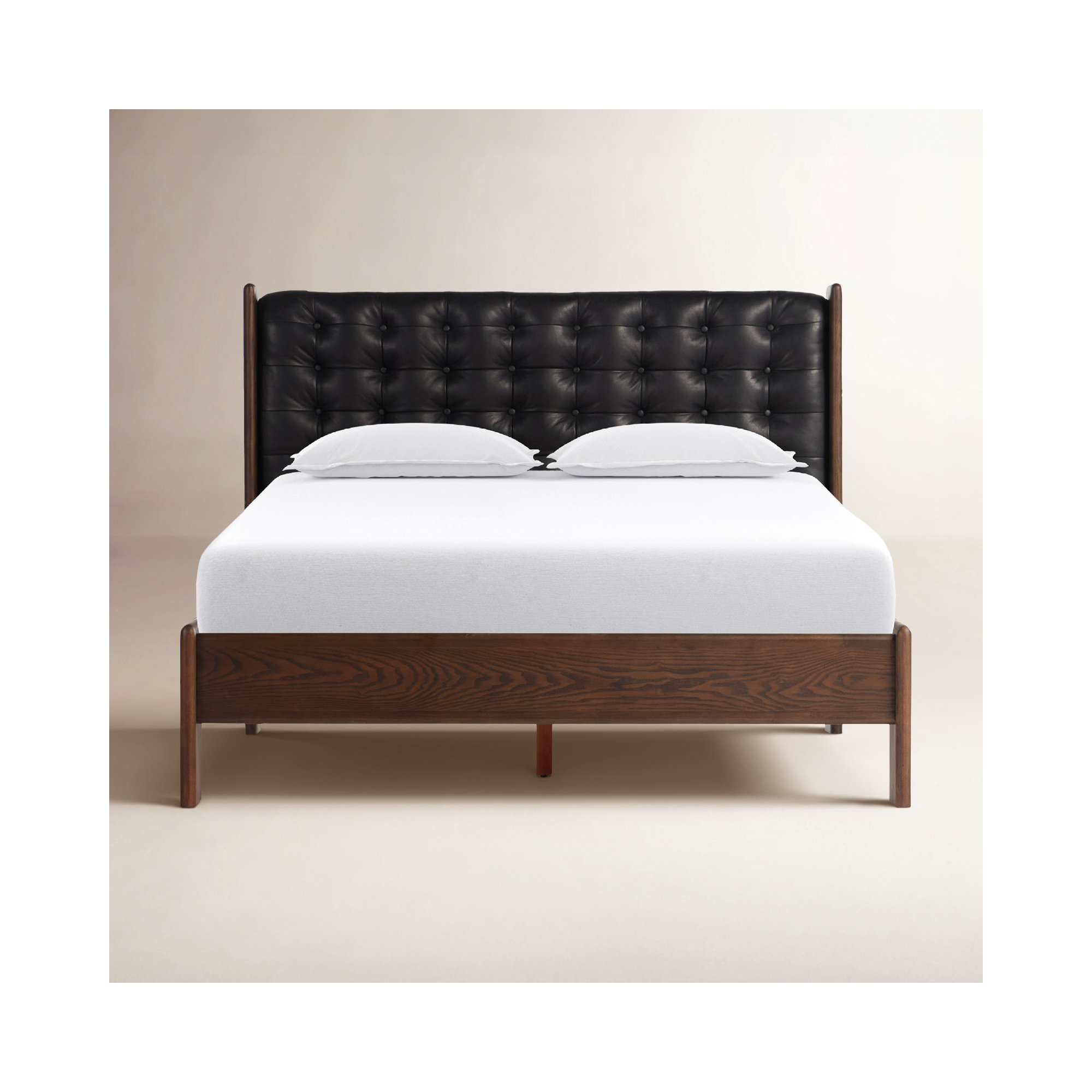 Murcia Leather Bed, Terra Brown/Ash, Queen