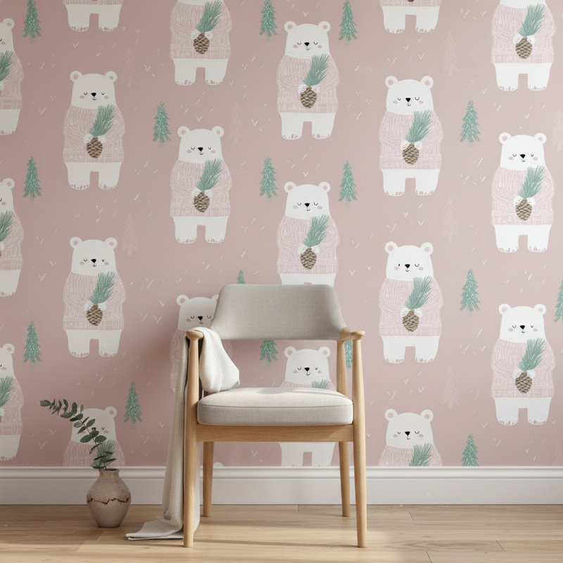 Murale rose moderne Modern Bears