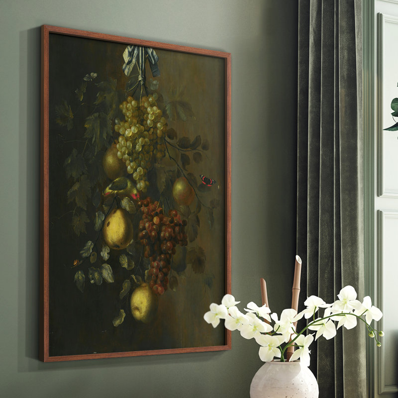 «Vintage Floral Print CECX III» sur, Noyer, H 14 po x l 11 po