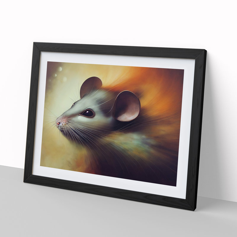 Mouse Art - Single Picture Frame Painting, 46cm H x 64cm W x 2cm D, Black Framed