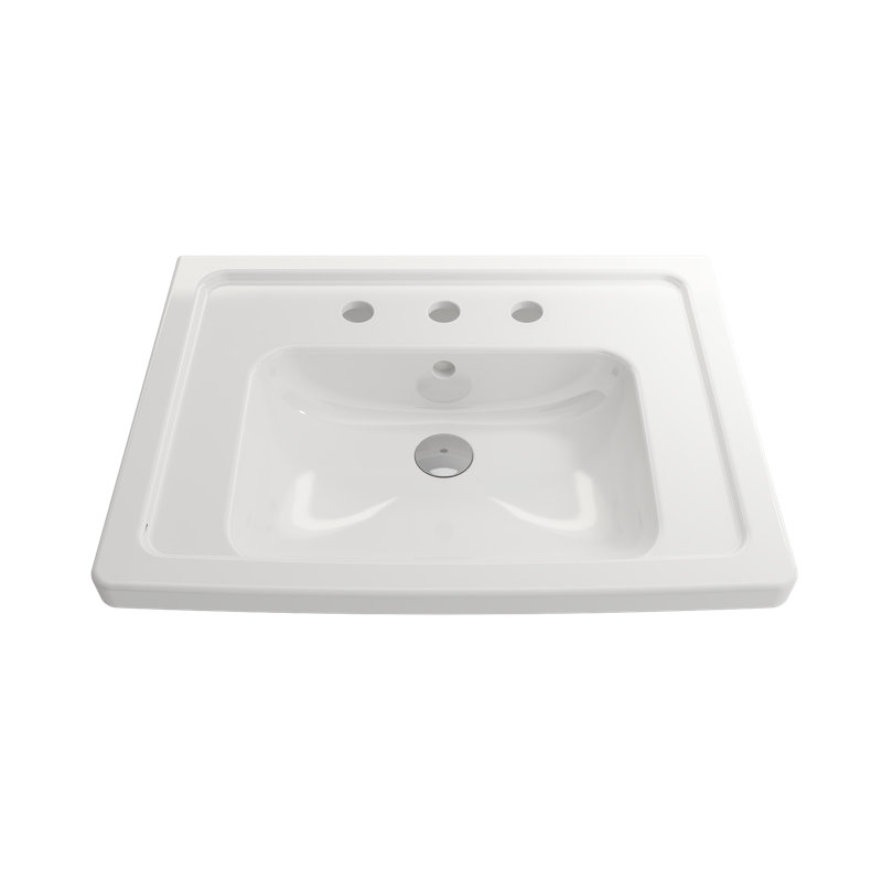 Taormina 26'' L Bathroom Sink, White, Single-Hole