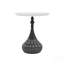 Table d'appoint en métal, table à piédestal pour le salon, texture martelée à la main, blanc et noir, table