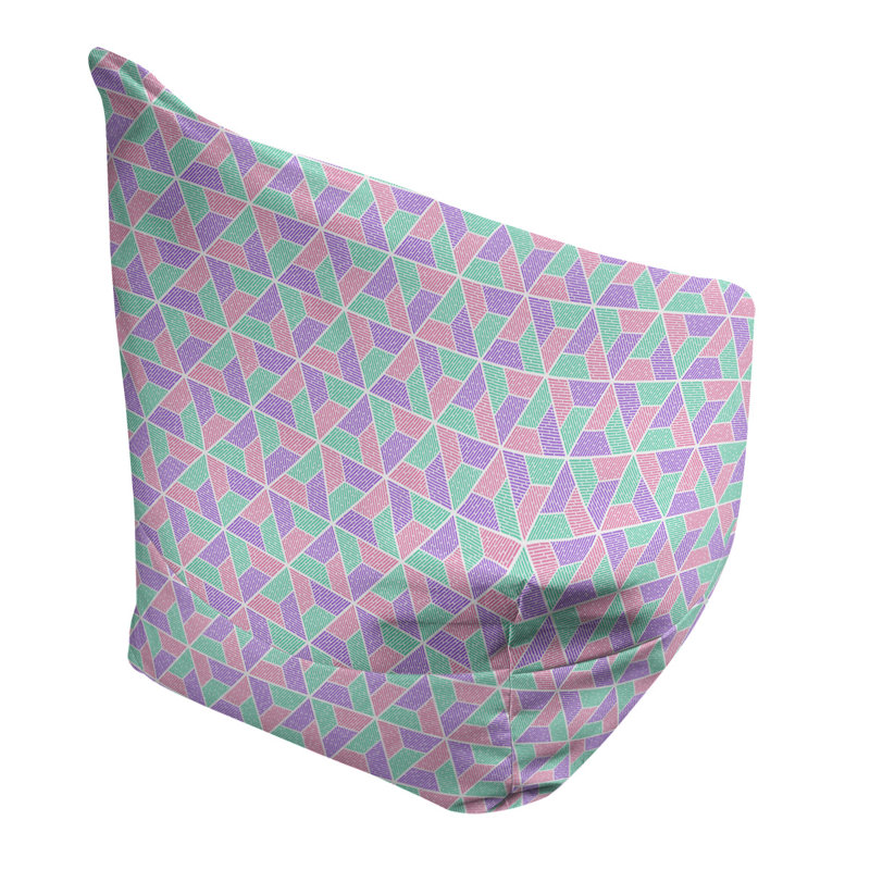 Fauteuil à billes Leffel, H 38 po x L 42 po x P 29 po, Pouf fauteuil, Vert marin/rose chaud/bleu ardoise