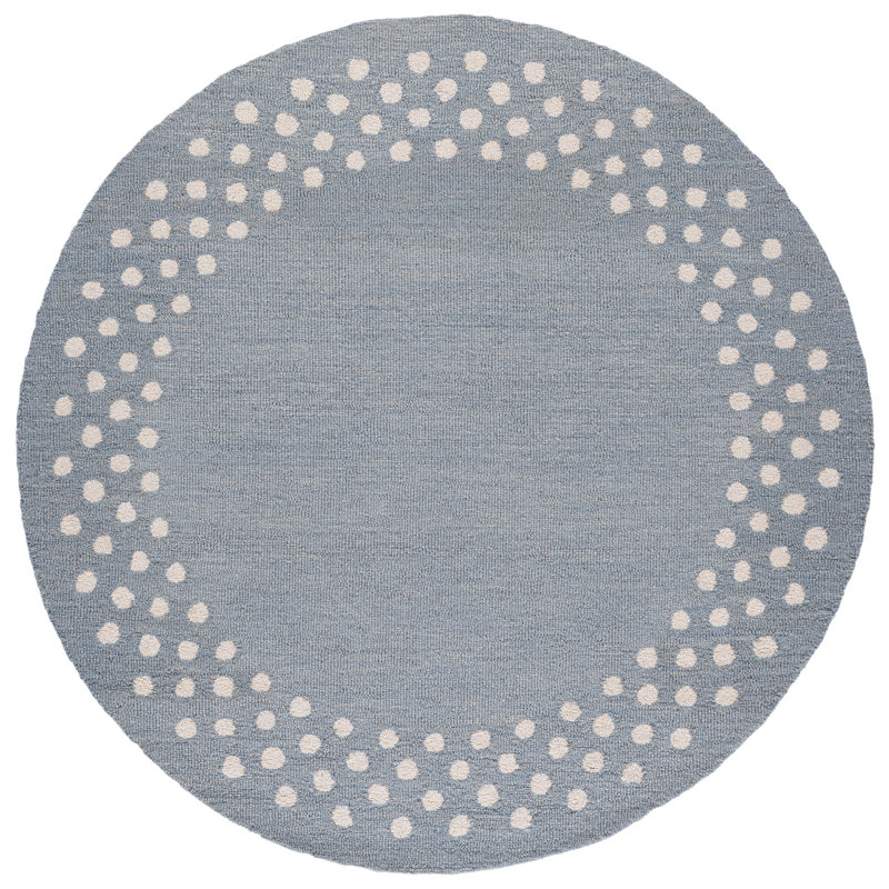 Laine touffetée à la main Martha Stewart; Tapis intérieur / extérieur en coton à pois, Rond 6 pi