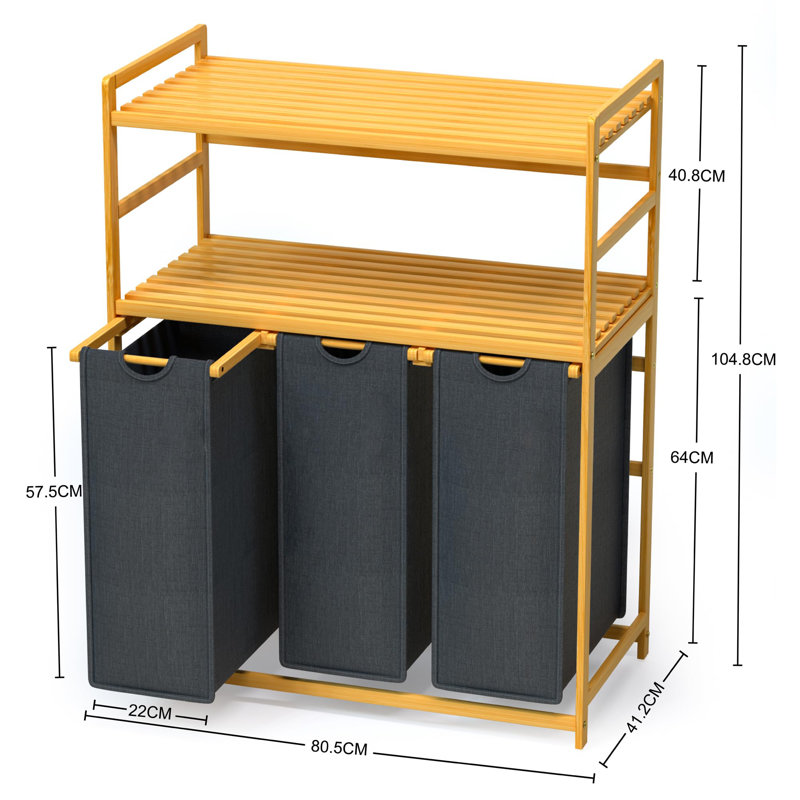 Laundry Sorter, Black/Brown