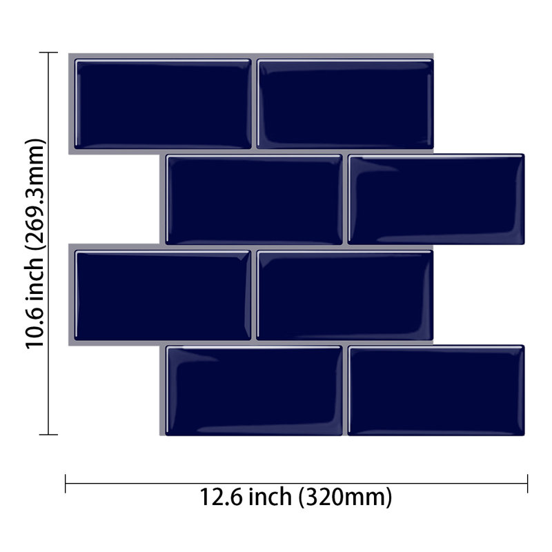 12.5" x 10.5" Vinyl Peel & Stick Subway Tile, Blue