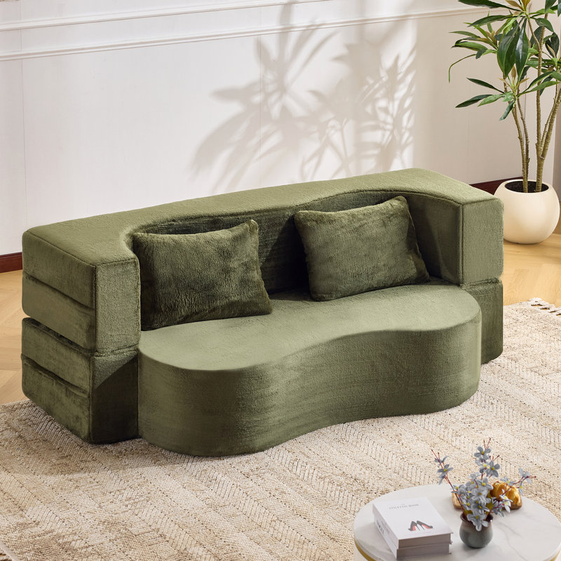 Canapé-lit pliant 71 po, canapé-lit futon moelleux, Vert