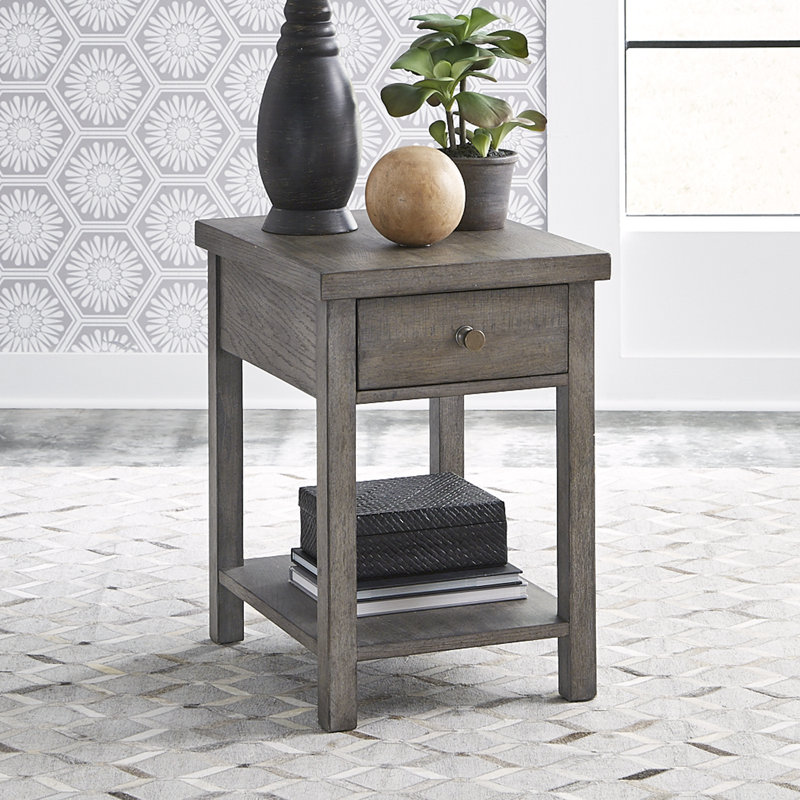 Drawer Chair Side Table, Dark Gray