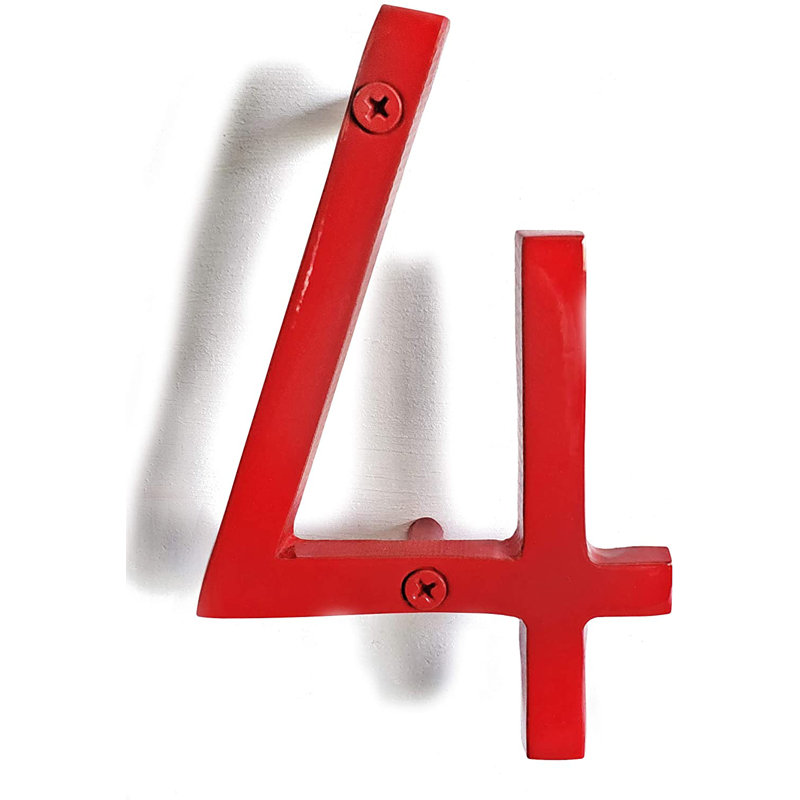 Numéro de maison en métal flottant, 6", Rouge, 4