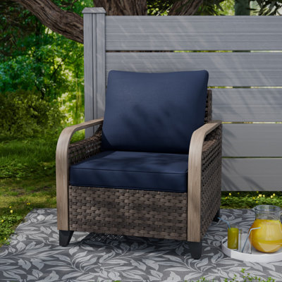 Fauteuil d'extérieur en rotin avec coussins Patio