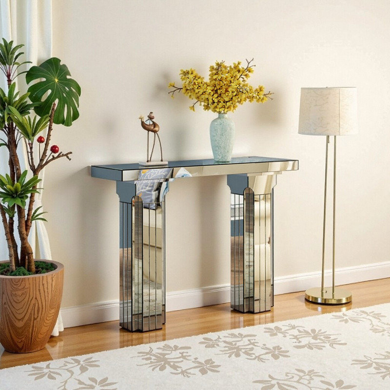Console moderne avec miroir et cadre en bois massif