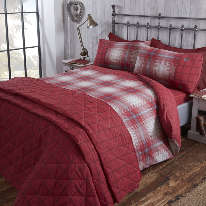 Ceasar Chequered Duvet Cover Set with Pillowcases, Double Duvet Cover + 2 Standard Pillowcases