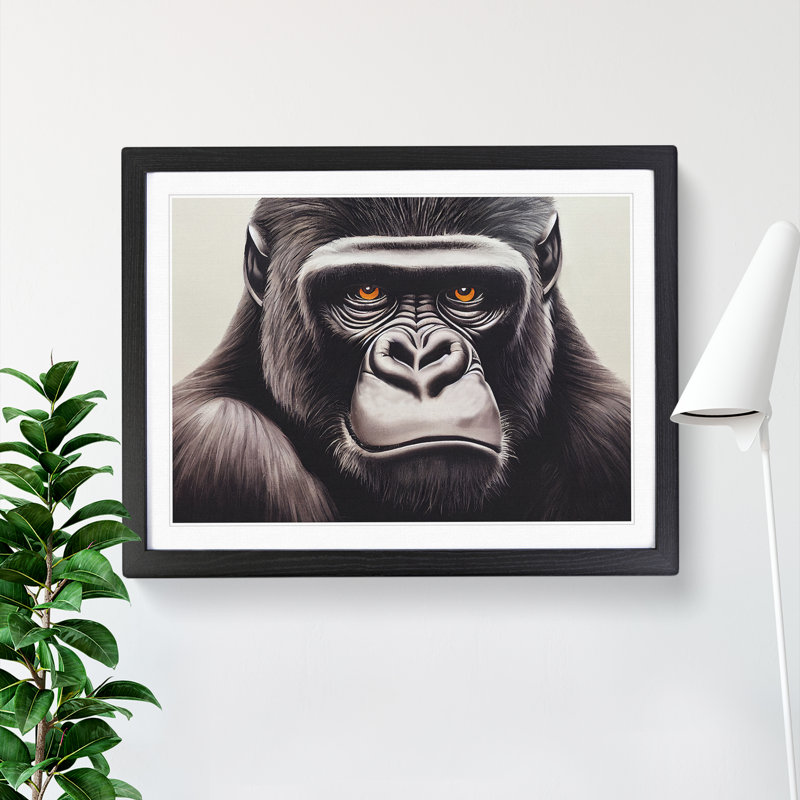 Gorilla - Single Picture Frame Print, 34cm H x 46cm W x 2cm D, Black Framed