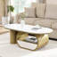 Table basse moderne de luxe 47,94 po avec tiroir de rangement, conception ovale, plateau en faux marbre, métal doré pour le salon, fabrication, pieds réglables, emballage sécuritaire