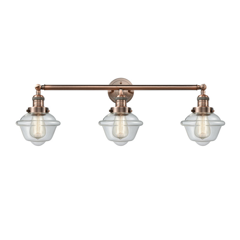 Anthony 3 - Light Dimmable Vanity Light, Clear, Antique Copper, Bulb Not Included