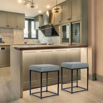 Mahjabin Upholstered Counter Stool with Metal Frame